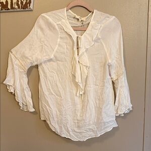 Entro White Ruffle Blouse NWT